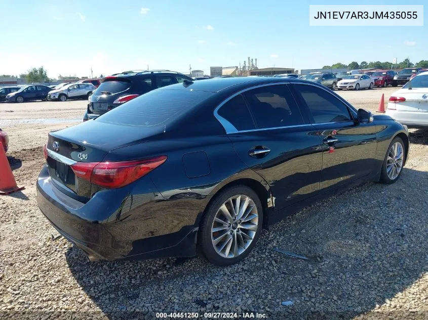 2018 Infiniti Q50 3.0T Luxe VIN: JN1EV7AR3JM435055 Lot: 40451250