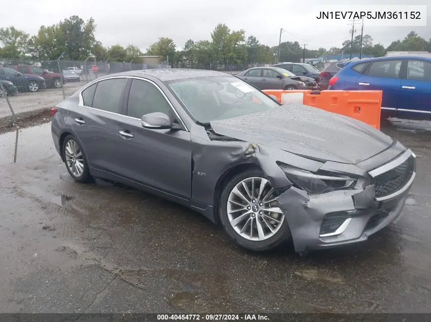 2018 Infiniti Q50 3.0T Luxe VIN: JN1EV7AP5JM361152 Lot: 40454772