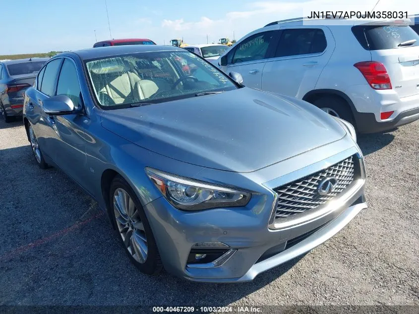 2018 Infiniti Q50 3.0T Luxe VIN: JN1EV7AP0JM358031 Lot: 40467209