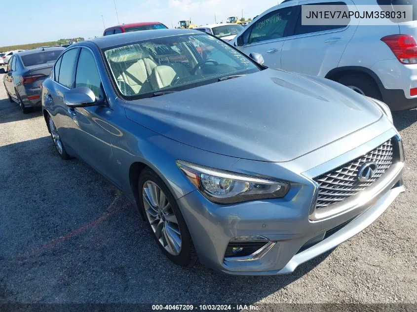 2018 Infiniti Q50 3.0T Luxe VIN: JN1EV7AP0JM358031 Lot: 40467209