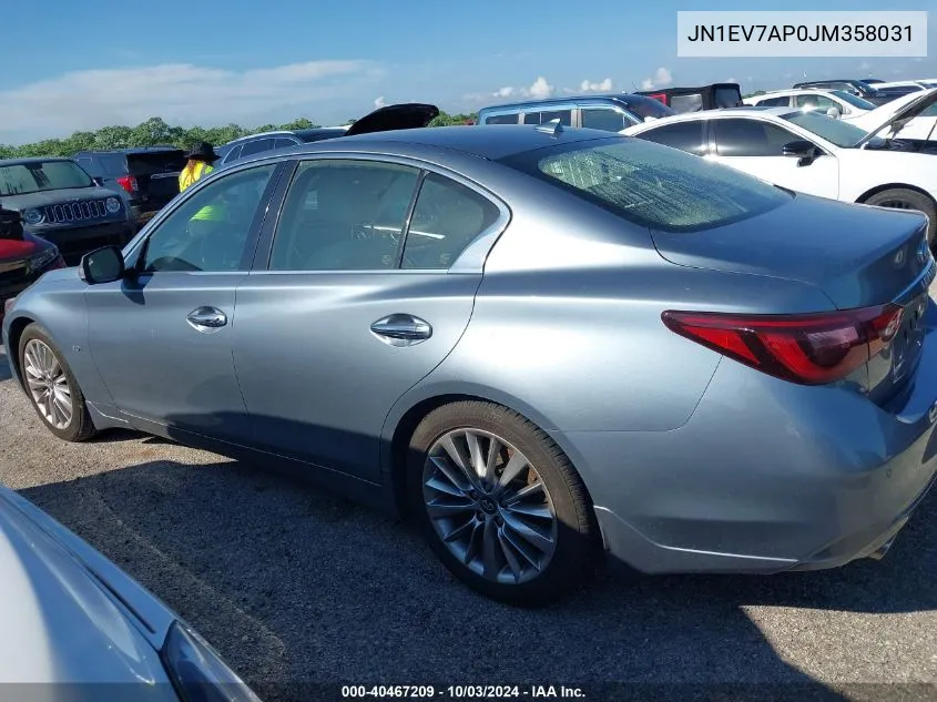 2018 Infiniti Q50 3.0T Luxe VIN: JN1EV7AP0JM358031 Lot: 40467209