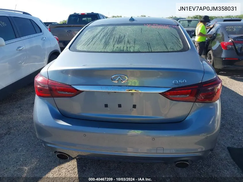 2018 Infiniti Q50 3.0T Luxe VIN: JN1EV7AP0JM358031 Lot: 40467209