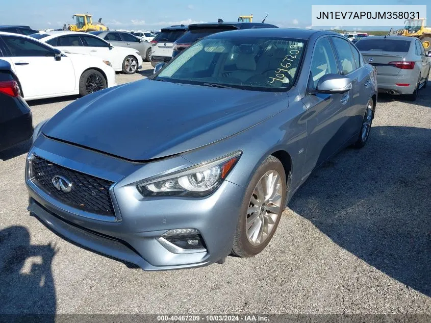 2018 Infiniti Q50 3.0T Luxe VIN: JN1EV7AP0JM358031 Lot: 40467209