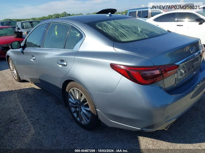 2018 Infiniti Q50 3.0T Luxe VIN: JN1EV7AP0JM358031 Lot: 40467209