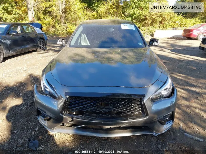 2018 Infiniti Q50 3.0T Luxe VIN: JN1EV7ARXJM433190 Lot: 40551112