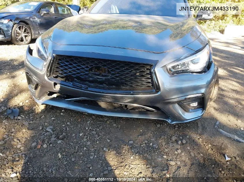 2018 Infiniti Q50 3.0T Luxe VIN: JN1EV7ARXJM433190 Lot: 40551112