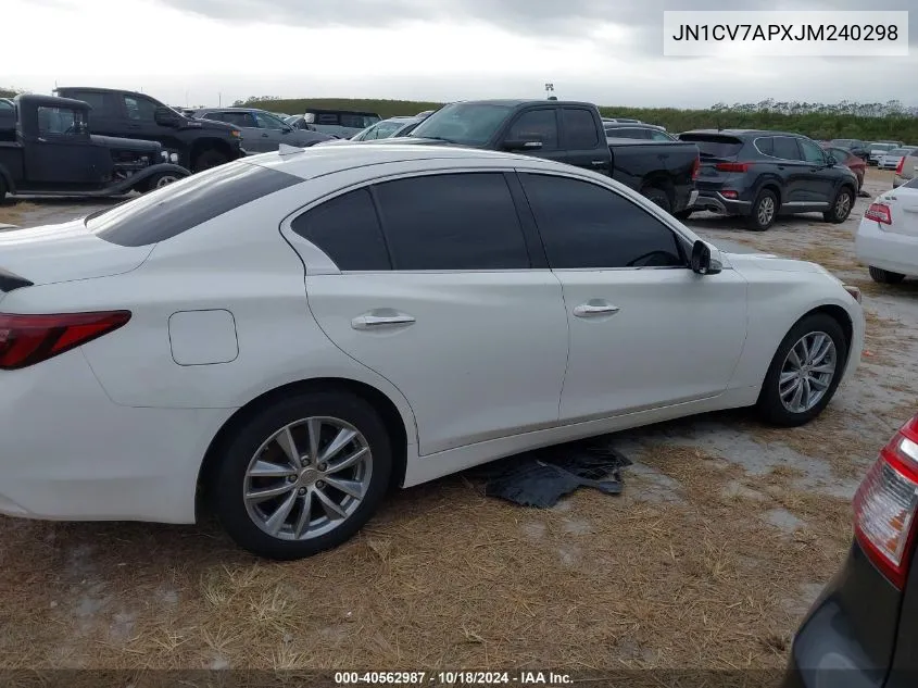 2018 Infiniti Q50 2.0T Pure VIN: JN1CV7APXJM240298 Lot: 40562987