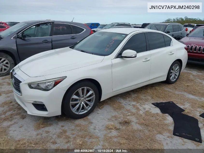 2018 Infiniti Q50 2.0T Pure VIN: JN1CV7APXJM240298 Lot: 40562987