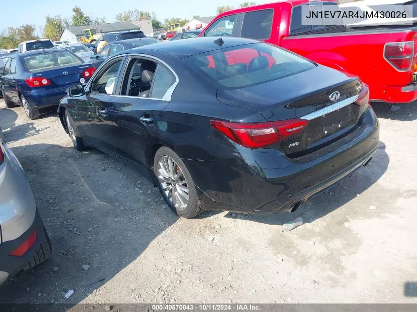 2018 Infiniti Q50 Luxe/Sport VIN: JN1EV7AR4JM430026 Lot: 40570043