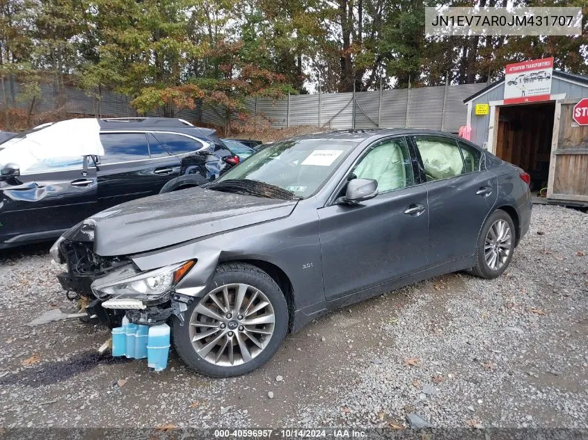 2018 Infiniti Q50 3.0T Luxe VIN: JN1EV7AR0JM431707 Lot: 40596957