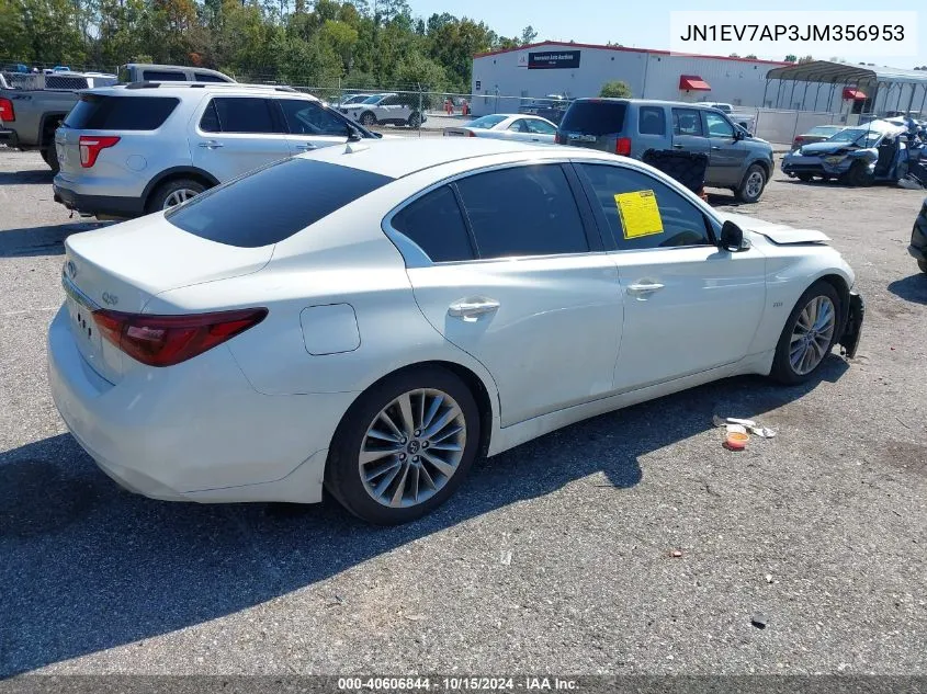 2018 Infiniti Q50 3.0T Luxe VIN: JN1EV7AP3JM356953 Lot: 40606844