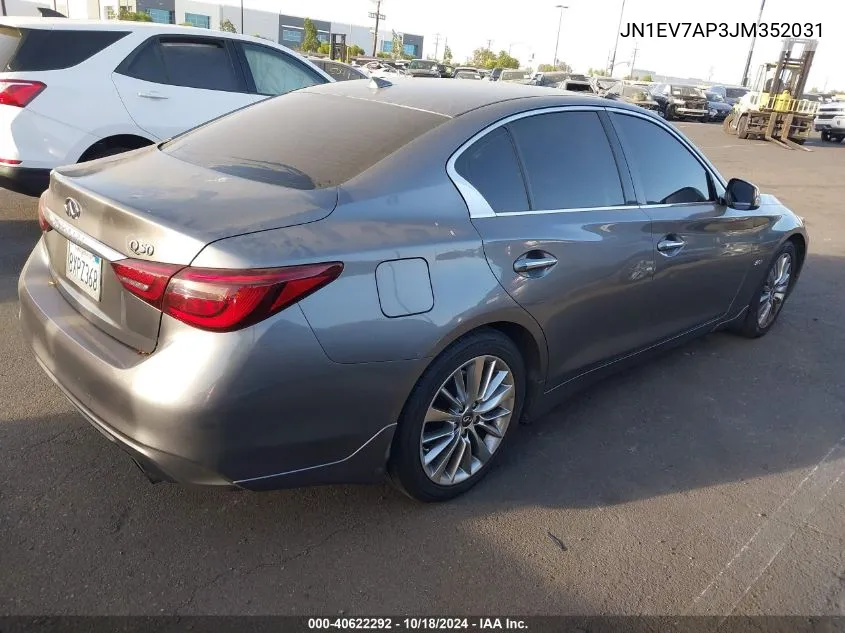 2018 Infiniti Q50 3.0T Luxe VIN: JN1EV7AP3JM352031 Lot: 40622292