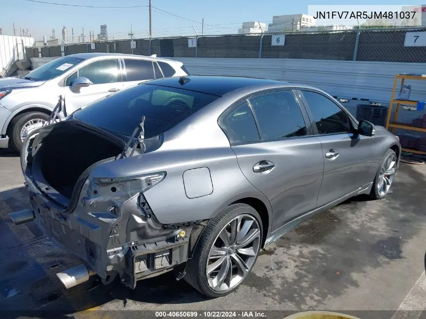 2018 Infiniti Q50 3.0T Red Sport 400 VIN: JN1FV7AR5JM481037 Lot: 40650699