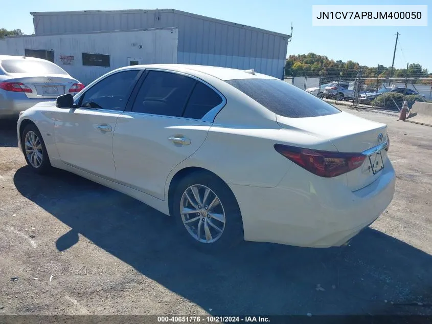 2018 Infiniti Q50 2.0T Pure VIN: JN1CV7AP8JM400050 Lot: 40651776