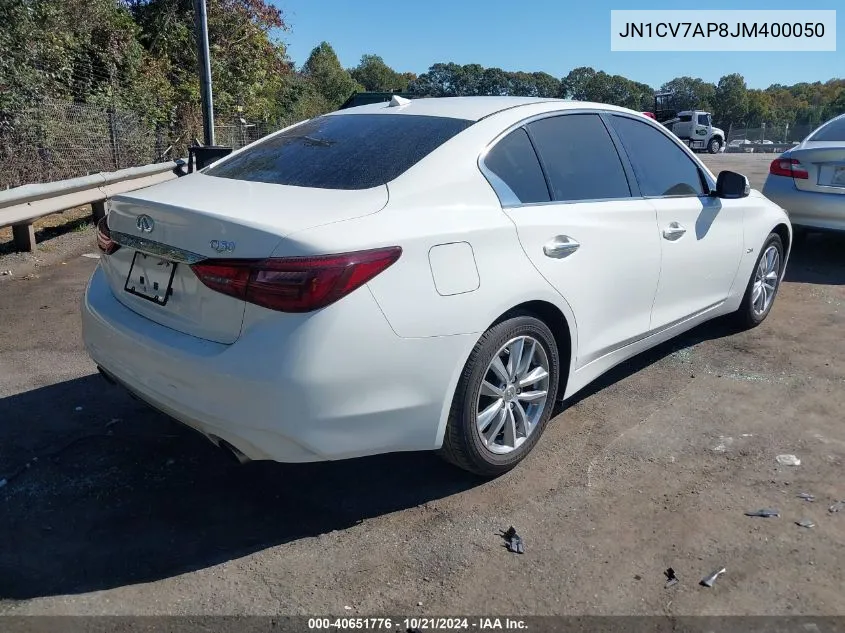 2018 Infiniti Q50 2.0T Pure VIN: JN1CV7AP8JM400050 Lot: 40651776