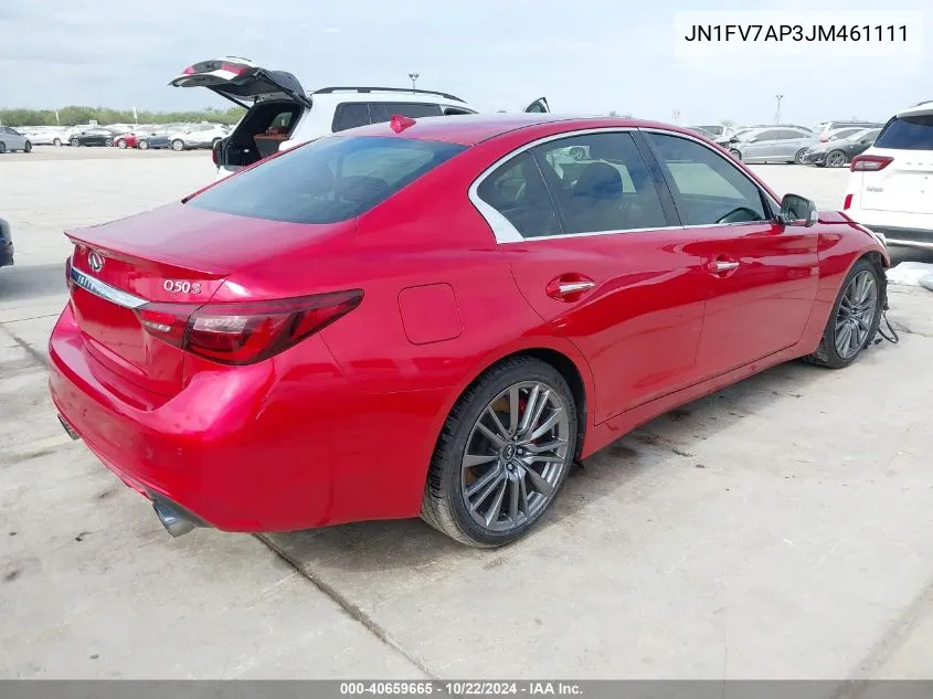 2018 Infiniti Q50 3.0T Red Sport 400 VIN: JN1FV7AP3JM461111 Lot: 40659665