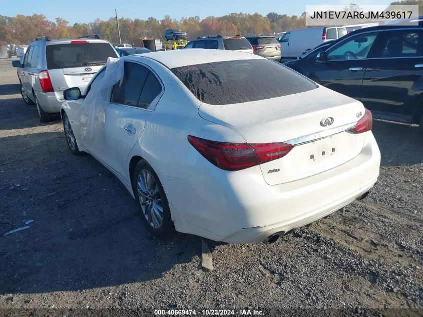 2018 Infiniti Q50 3.0T Luxe VIN: JN1EV7AR6JM439617 Lot: 40669474