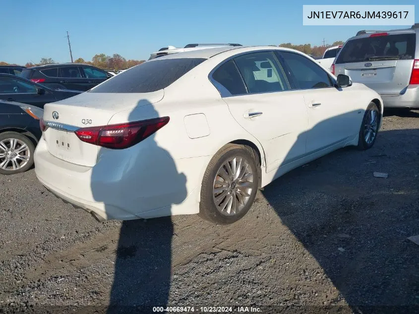 2018 Infiniti Q50 3.0T Luxe VIN: JN1EV7AR6JM439617 Lot: 40669474