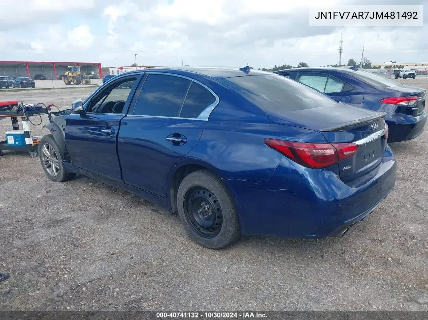 2018 Infiniti Q50 3.0T Red Sport 400 VIN: JN1FV7AR7JM481492 Lot: 40741132