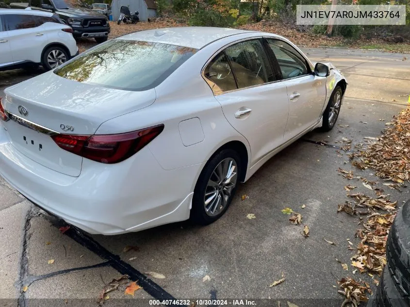 2018 Infiniti Q50 3.0T Luxe VIN: JN1EV7AR0JM433764 Lot: 40746232