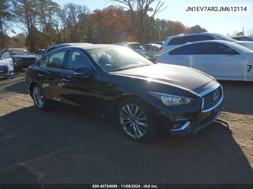 2018 Infiniti Q50 3.0T Luxe VIN: JN1EV7AR2JM612114 Lot: 40754099