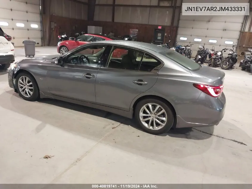 2018 Infiniti Q50 3.0T Luxe VIN: JN1EV7AR2JM433331 Lot: 40819741