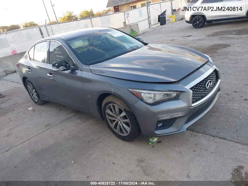 2018 Infiniti Q50 2.0T Pure VIN: JN1CV7AP2JM240814 Lot: 40825722