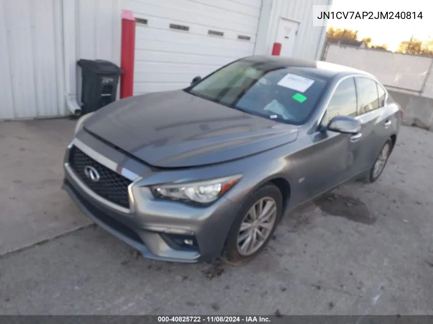 2018 Infiniti Q50 2.0T Pure VIN: JN1CV7AP2JM240814 Lot: 40825722