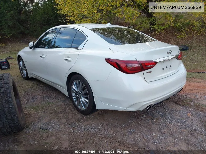 2018 Infiniti Q50 3.0T Luxe VIN: JN1EV7AP0JM366839 Lot: 40837498