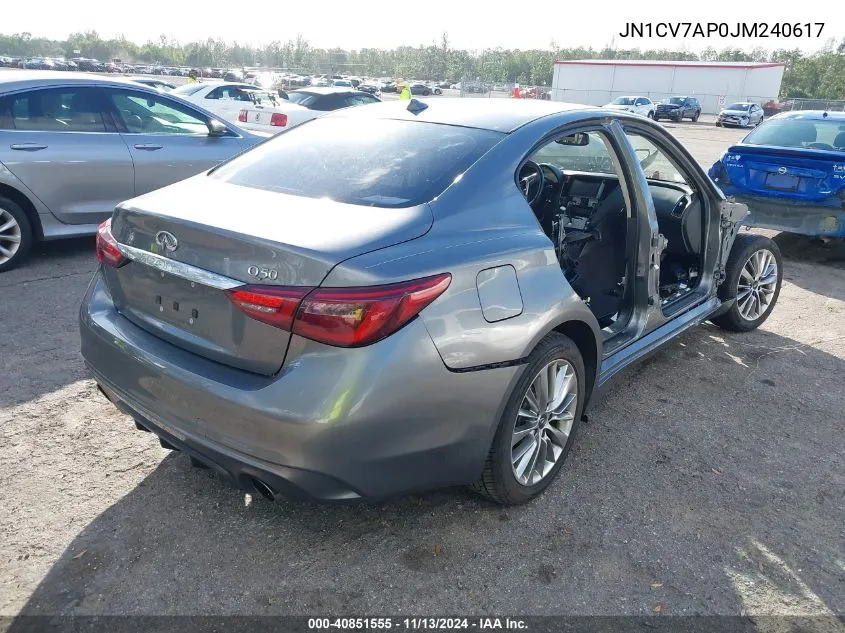 2018 Infiniti Q50 2.0T Luxe VIN: JN1CV7AP0JM240617 Lot: 40851555