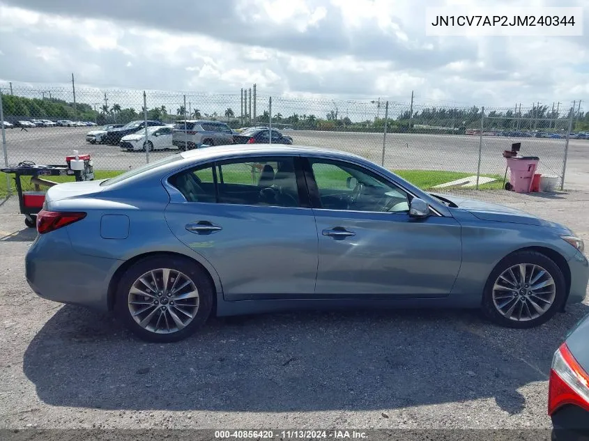 2018 Infiniti Q50 2.0T Luxe VIN: JN1CV7AP2JM240344 Lot: 40856420