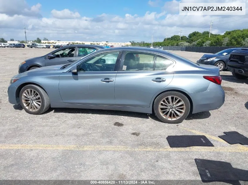 2018 Infiniti Q50 2.0T Luxe VIN: JN1CV7AP2JM240344 Lot: 40856420