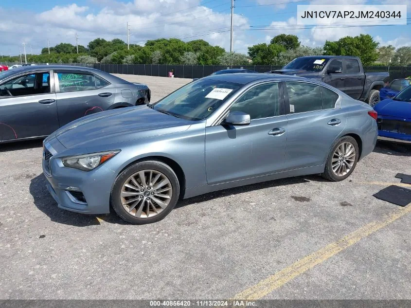 2018 Infiniti Q50 2.0T Luxe VIN: JN1CV7AP2JM240344 Lot: 40856420