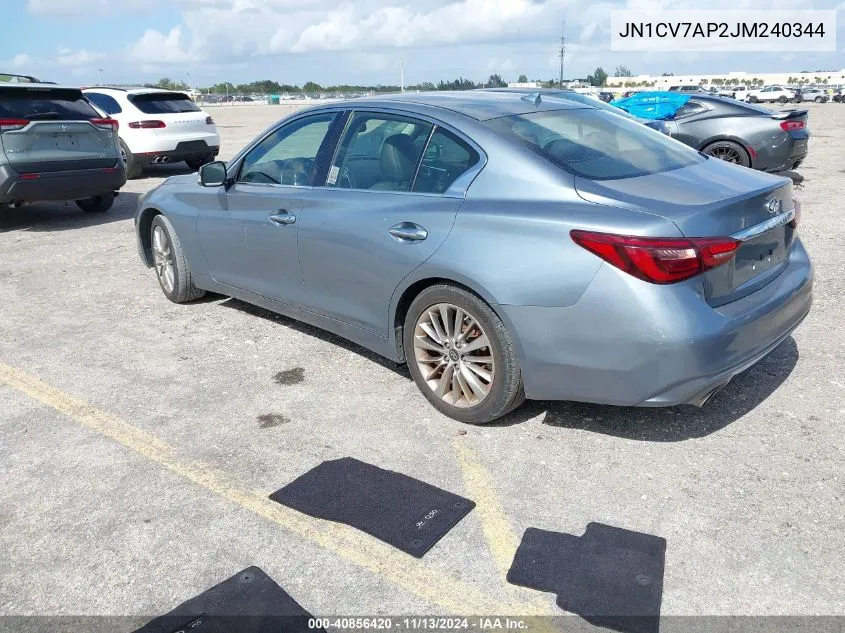 2018 Infiniti Q50 2.0T Luxe VIN: JN1CV7AP2JM240344 Lot: 40856420