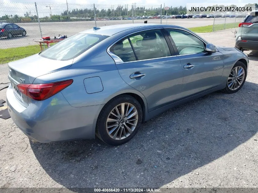 2018 Infiniti Q50 2.0T Luxe VIN: JN1CV7AP2JM240344 Lot: 40856420