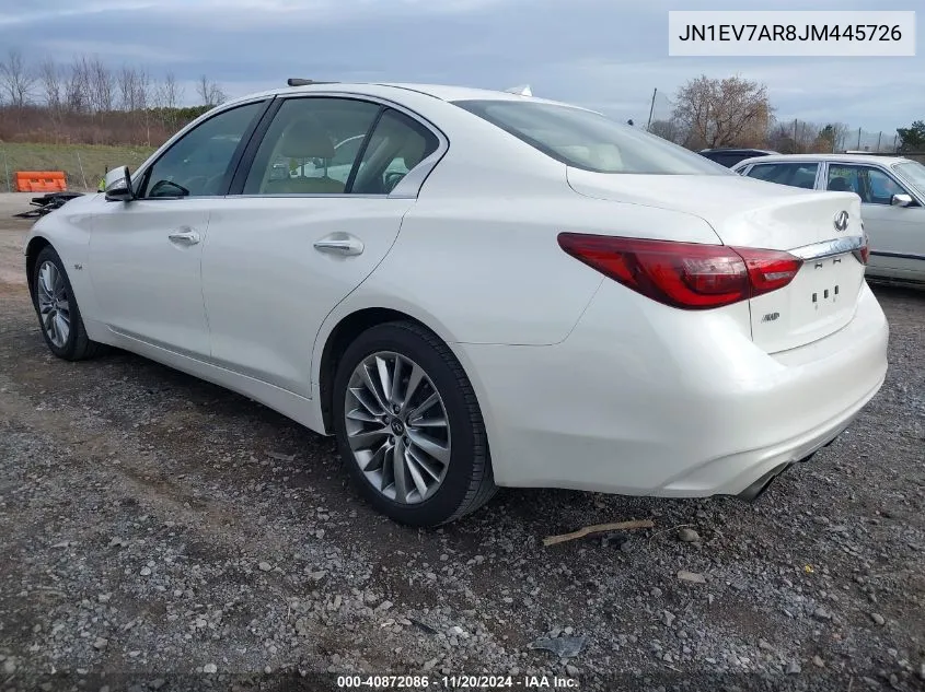 2018 Infiniti Q50 3.0T Luxe VIN: JN1EV7AR8JM445726 Lot: 40872086