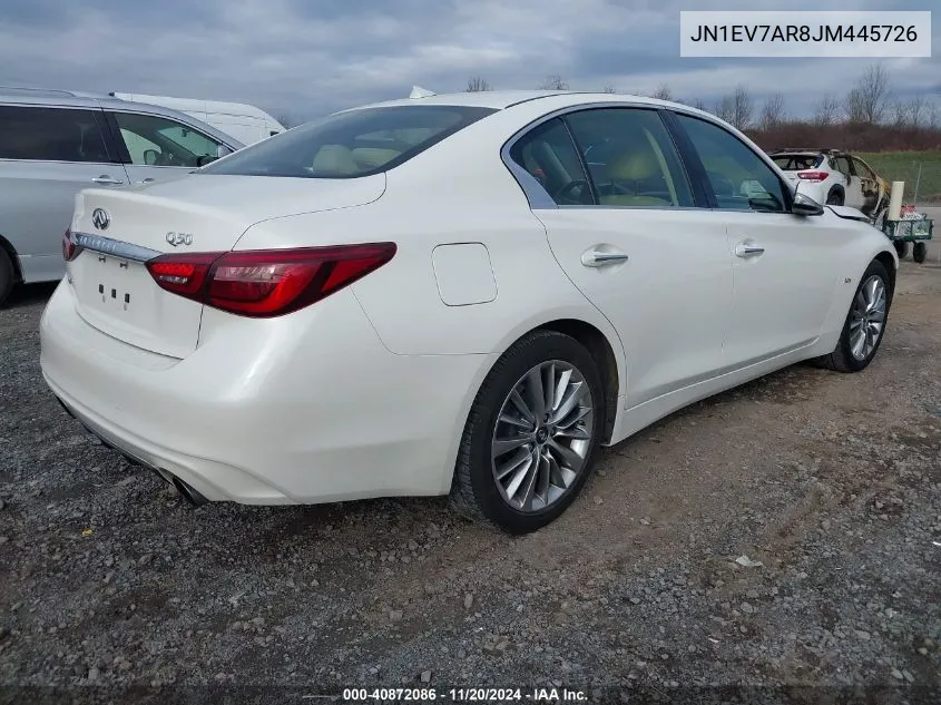 2018 Infiniti Q50 3.0T Luxe VIN: JN1EV7AR8JM445726 Lot: 40872086