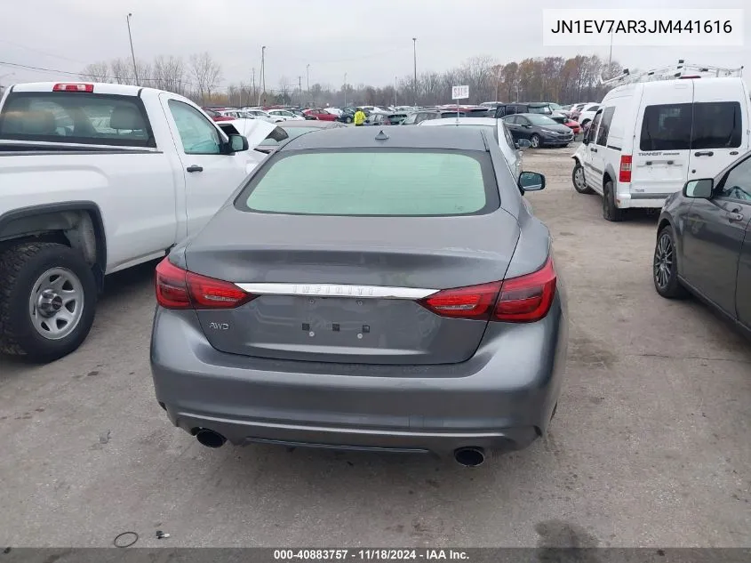 2018 Infiniti Q50 3.0T Luxe/3.0T Sport VIN: JN1EV7AR3JM441616 Lot: 40883757