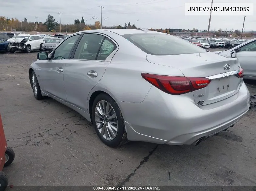 2018 Infiniti Q50 3.0T Luxe VIN: JN1EV7AR1JM433059 Lot: 40896492