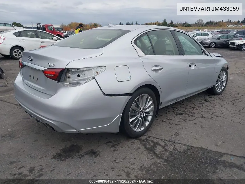 2018 Infiniti Q50 3.0T Luxe VIN: JN1EV7AR1JM433059 Lot: 40896492