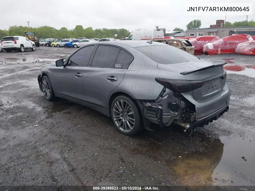 2019 Infiniti Q50 3.0T Red Sport 400 VIN: JN1FV7AR1KM800645 Lot: 39399523