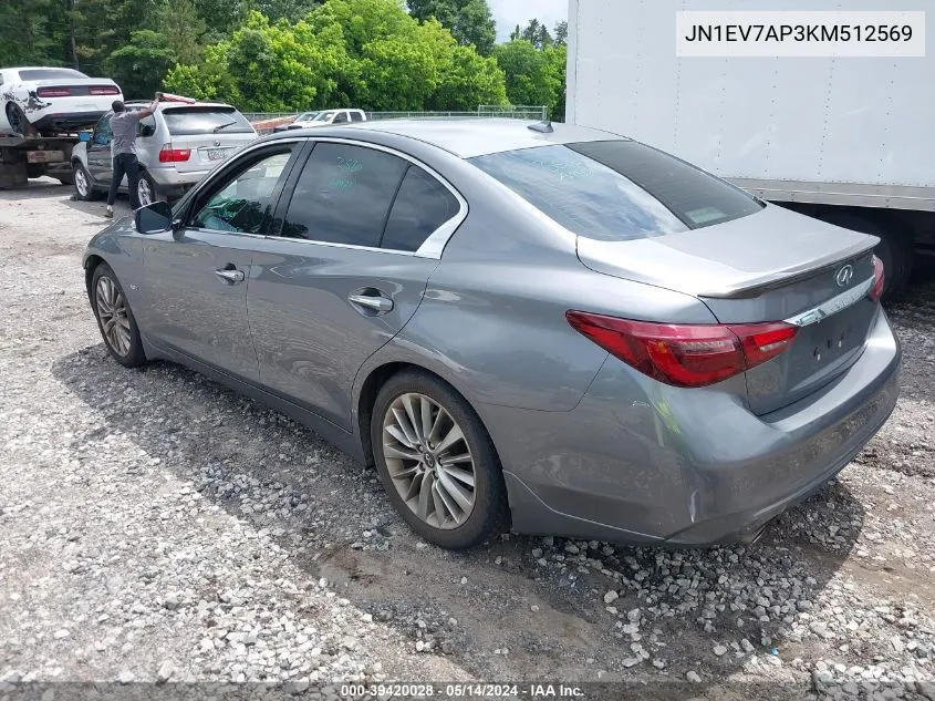 2019 Infiniti Q50 3.0T Luxe VIN: JN1EV7AP3KM512569 Lot: 39420028