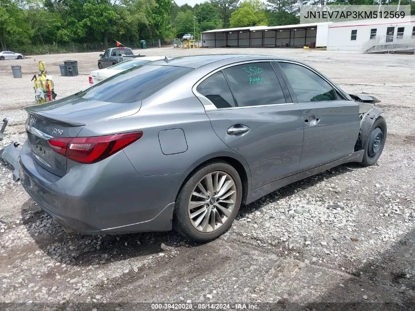 2019 Infiniti Q50 3.0T Luxe VIN: JN1EV7AP3KM512569 Lot: 39420028