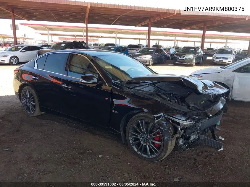 2019 Infiniti Q50 3.0T Red Sport 400 VIN: JN1FV7AR9KM800375 Lot: 39591302