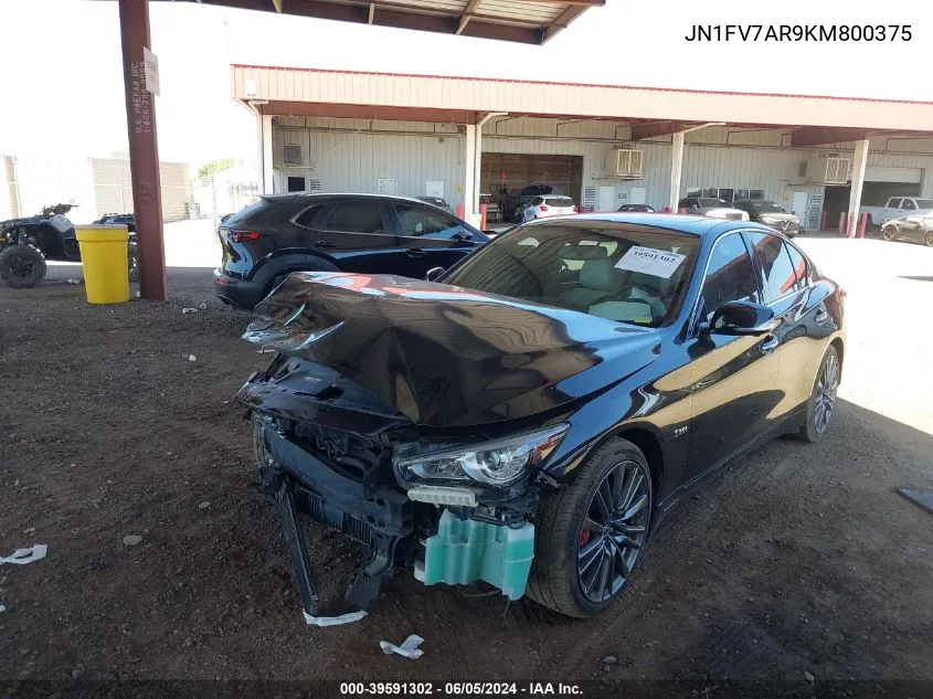 2019 Infiniti Q50 3.0T Red Sport 400 VIN: JN1FV7AR9KM800375 Lot: 39591302