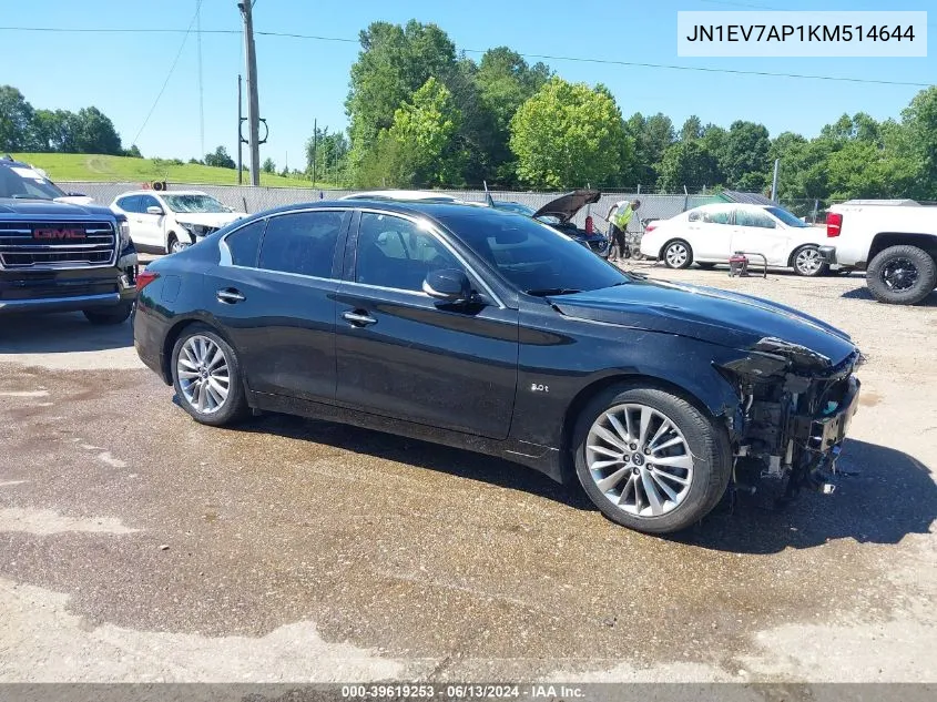 2019 Infiniti Q50 3.0T Luxe VIN: JN1EV7AP1KM514644 Lot: 39619253