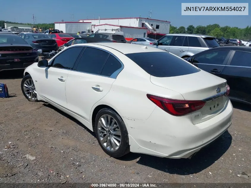 2019 Infiniti Q50 3.0T Luxe VIN: JN1EV7ARXKM554027 Lot: 39674850