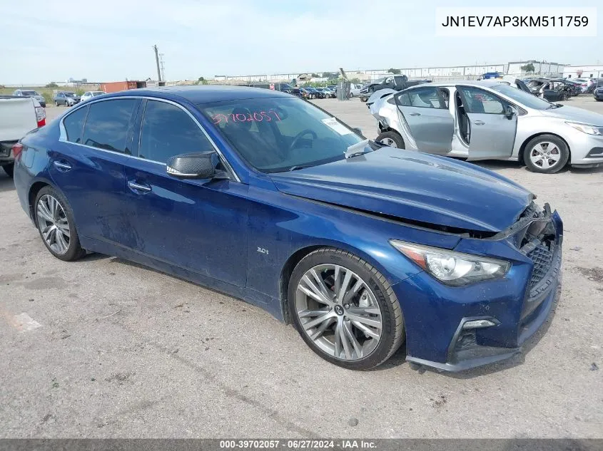 JN1EV7AP3KM511759 2019 Infiniti Q50 3.0T Sport