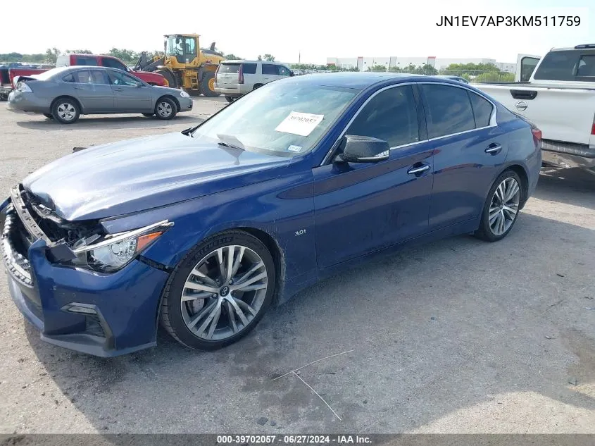 JN1EV7AP3KM511759 2019 Infiniti Q50 3.0T Sport