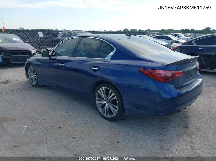 JN1EV7AP3KM511759 2019 Infiniti Q50 3.0T Sport